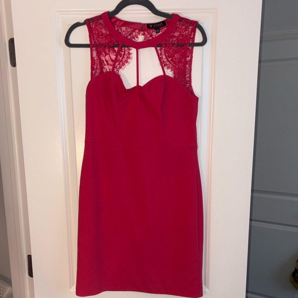 Guess Vibrant Red Lace Dress